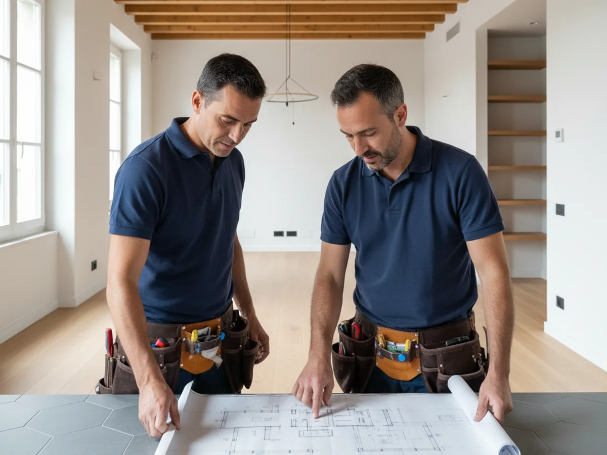 Equipo de profesionales de Reformas Bilbokan trabajando en una obra en Bilbao